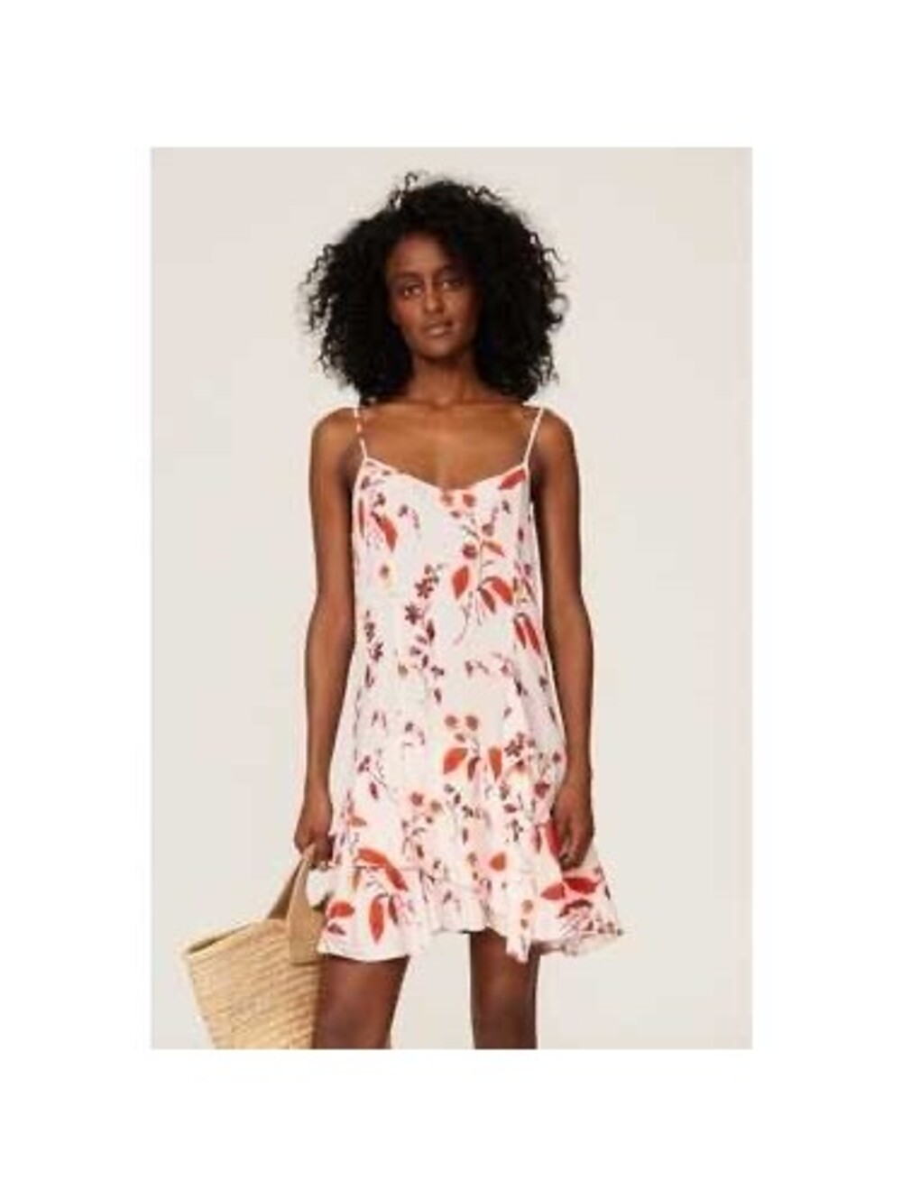 Thakoon Collective Floral Ruffle Hem Slip Dress Size 10 Pink Leaf Print